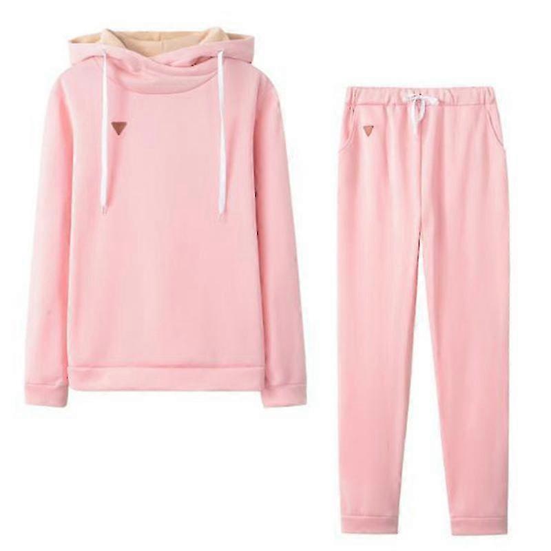 Ladies Solid Color Sweatsuits Sherpa Lined Sports Hooded Sweatshirts And Sweatpants With Pockets Two Piece Outfit