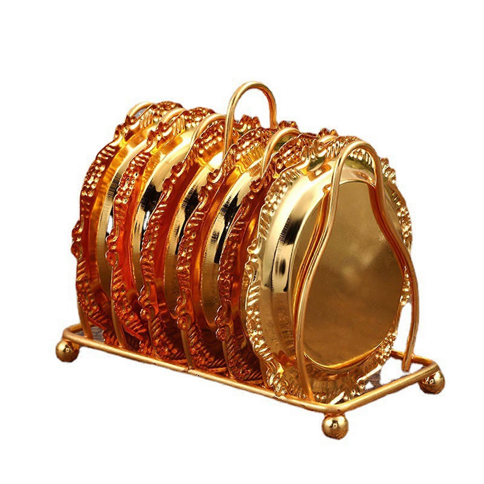 1 Set Mini Cake Plates Vintage Reusable Alloy Elegant Shape Golden Color Dessert Plate Set for Home