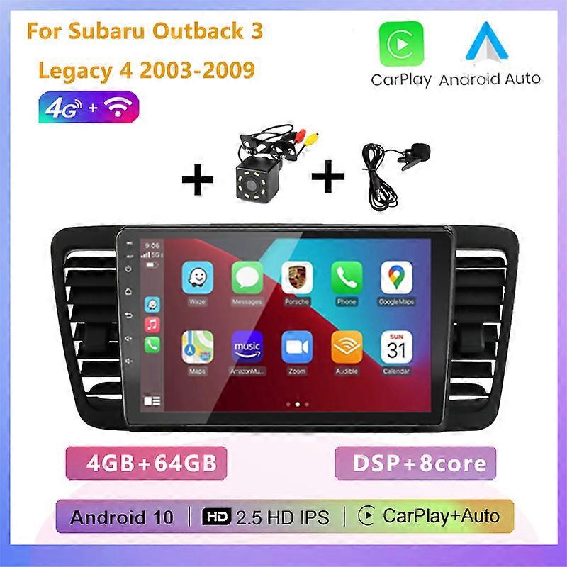 2din 8-core Android 10 car radio multimedia player with screen Carplay Auto GPS For Subaru Outback 3 Legacy 4 2003 2004-2009