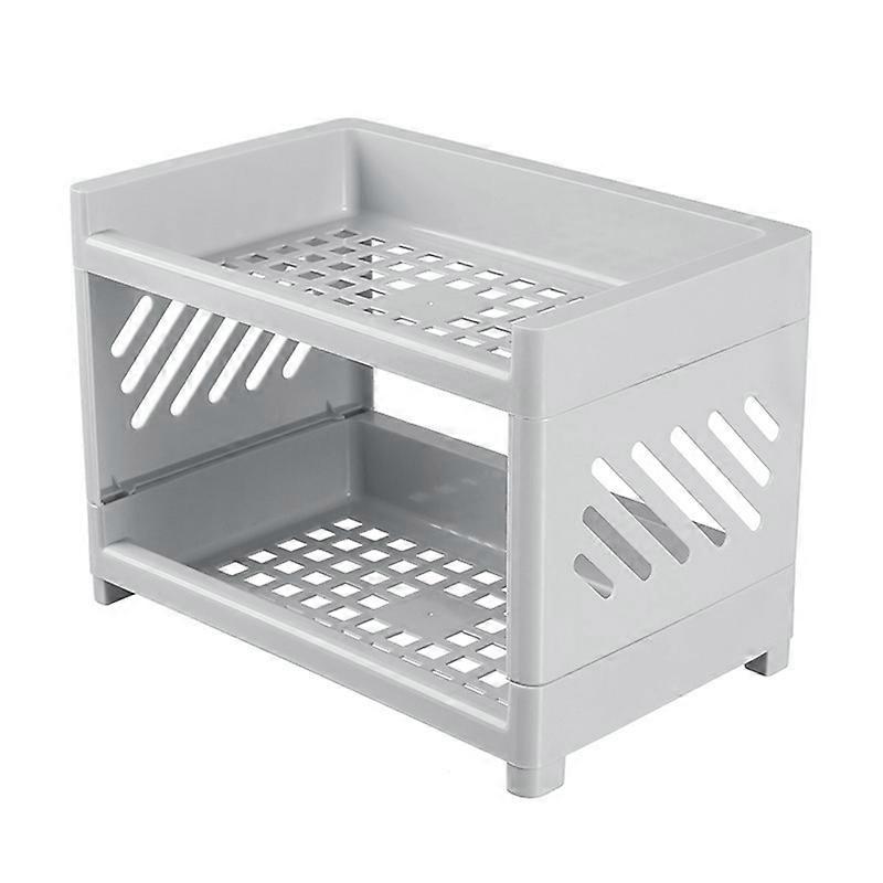 Storage Shelf Double Tiers Multi-Function Plastic Cosmetic Sundries Organizer for Home JIKAIX