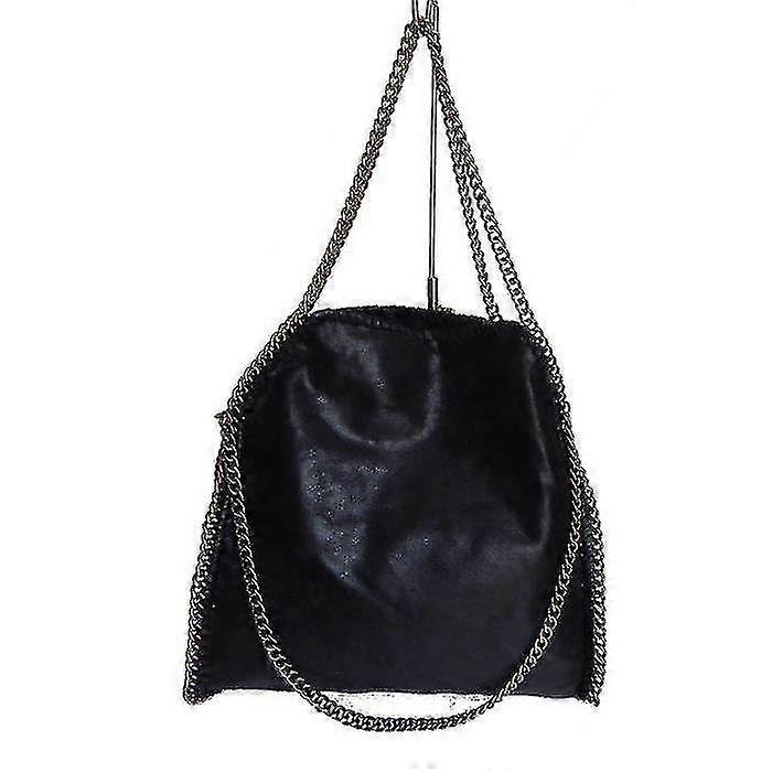 عرض الشتاء ، حقيبة يد مدعومة بالكتف واليد مع سلسلة ستيلا مكارتني ستايل (أسود)