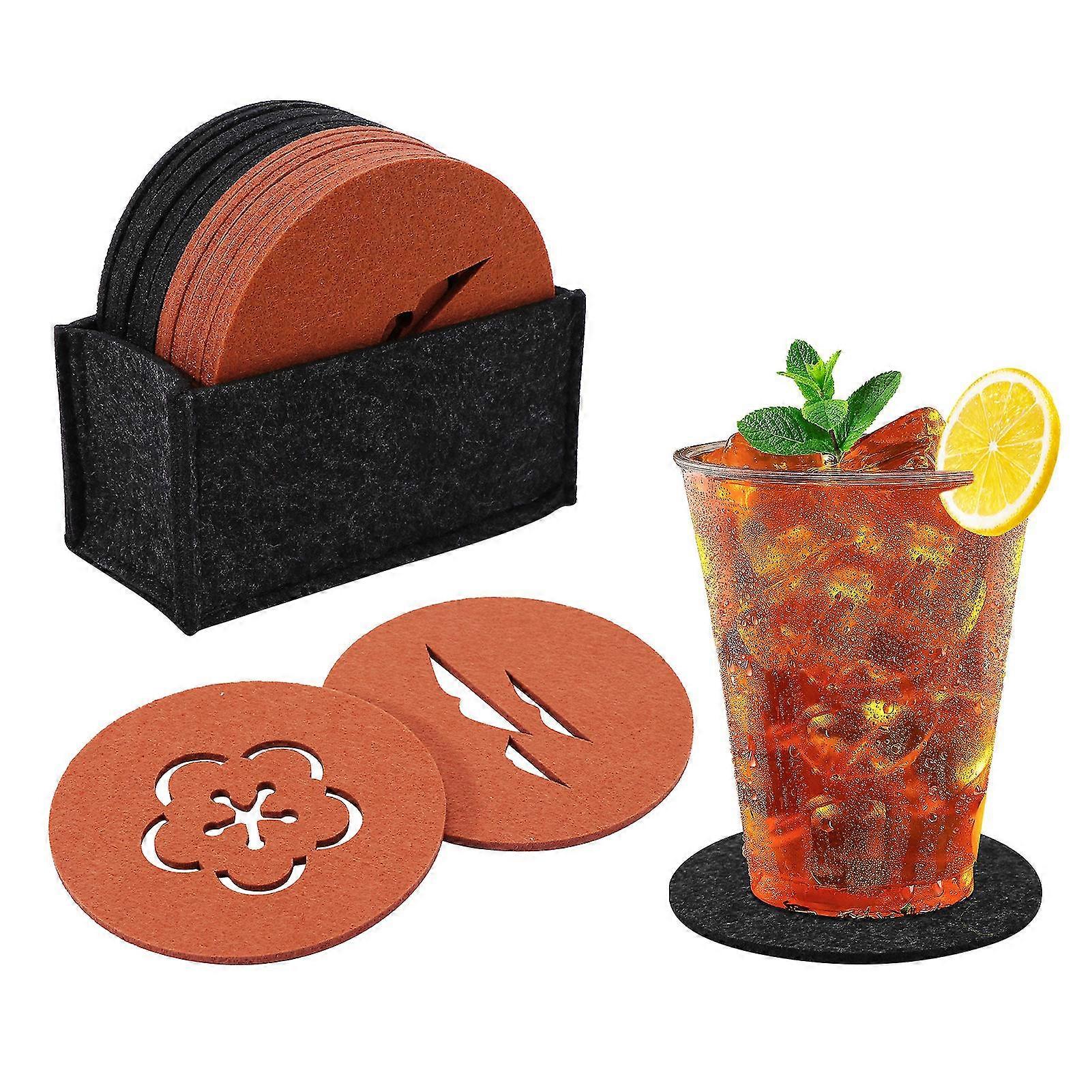 16pcs/set Round Waterproof Felt Coaster Kitchen Bar Soft For Glasses Drinks Cups