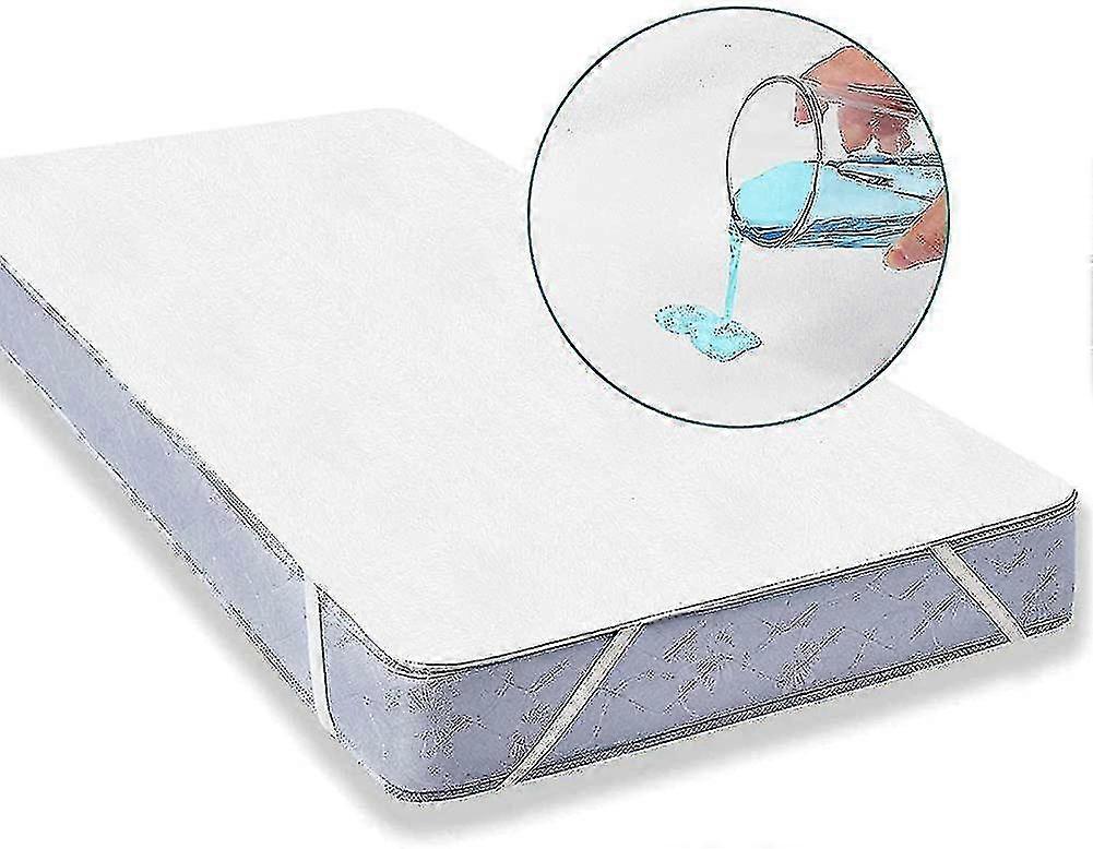 Protetor de colchão impermeável com 4 tiras elásticas. Terryc de algodão puro