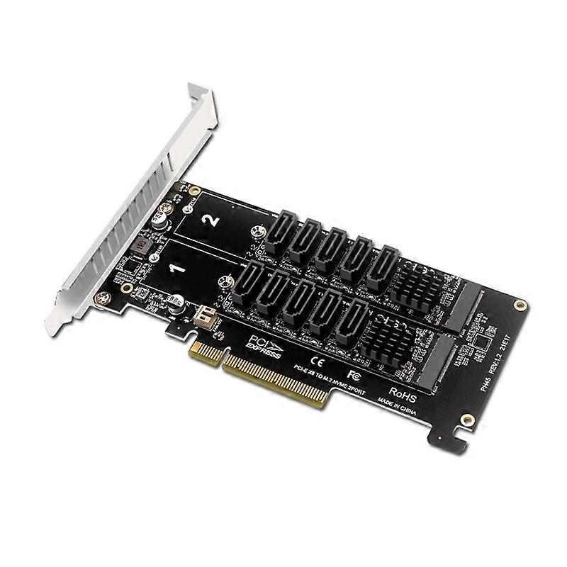 PCI-E Expansion Card Dual NVME RAID PCI-E X8 Split Card to Sata 10-Port Adapter
