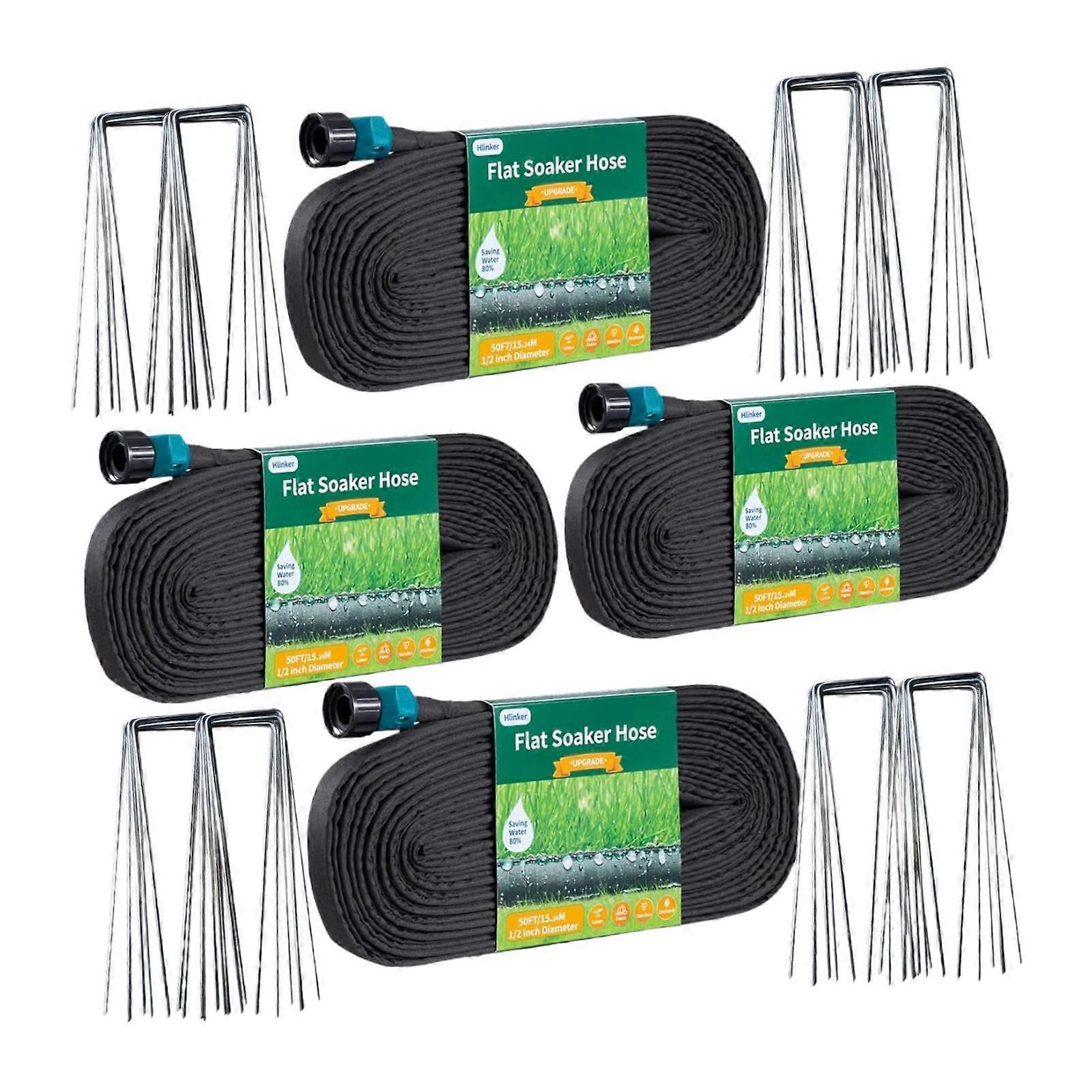 Flat Soaker Hose 200ft Leakproof Design Practical 50ftx4 Linkable Drip Hose
