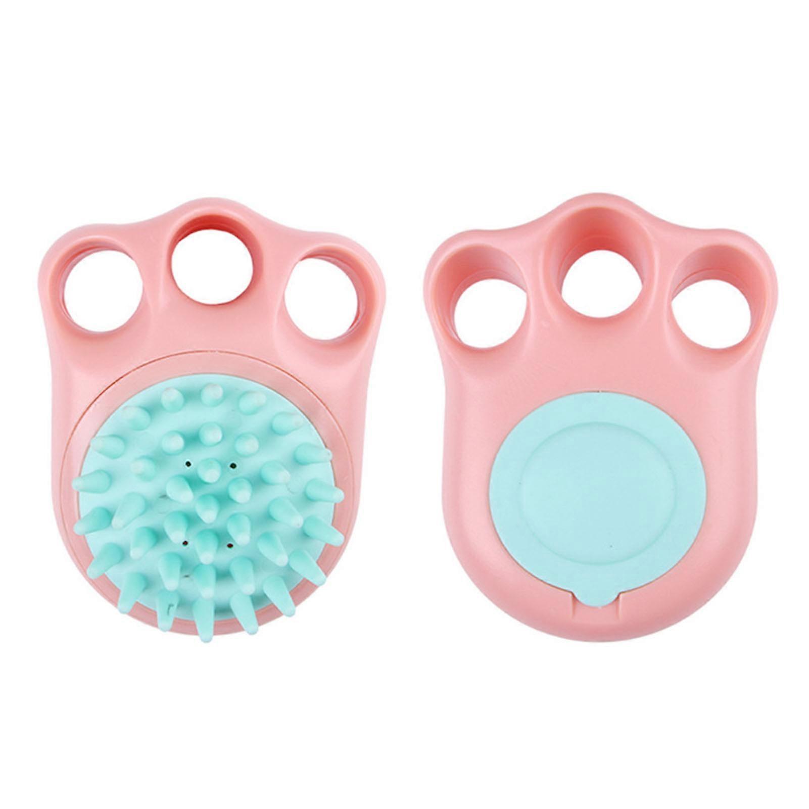 Dog Bath Brush Scrubber Soft Ergonomic Paw Palm Shape Dog Shampoo Grooming Brush Bath Shampoo Dispenser for Dogs Cats Pets Pink