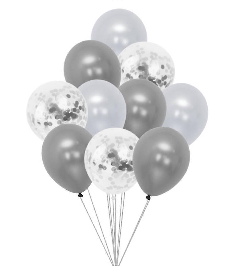 Ballongset vitt/silver (10 stycken / 30 cm)