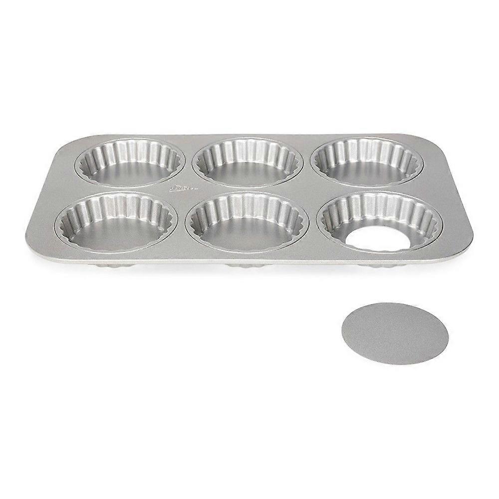 Patisse mini mold for 6 tartlets with removable bottom 10cm Silver-top P03569