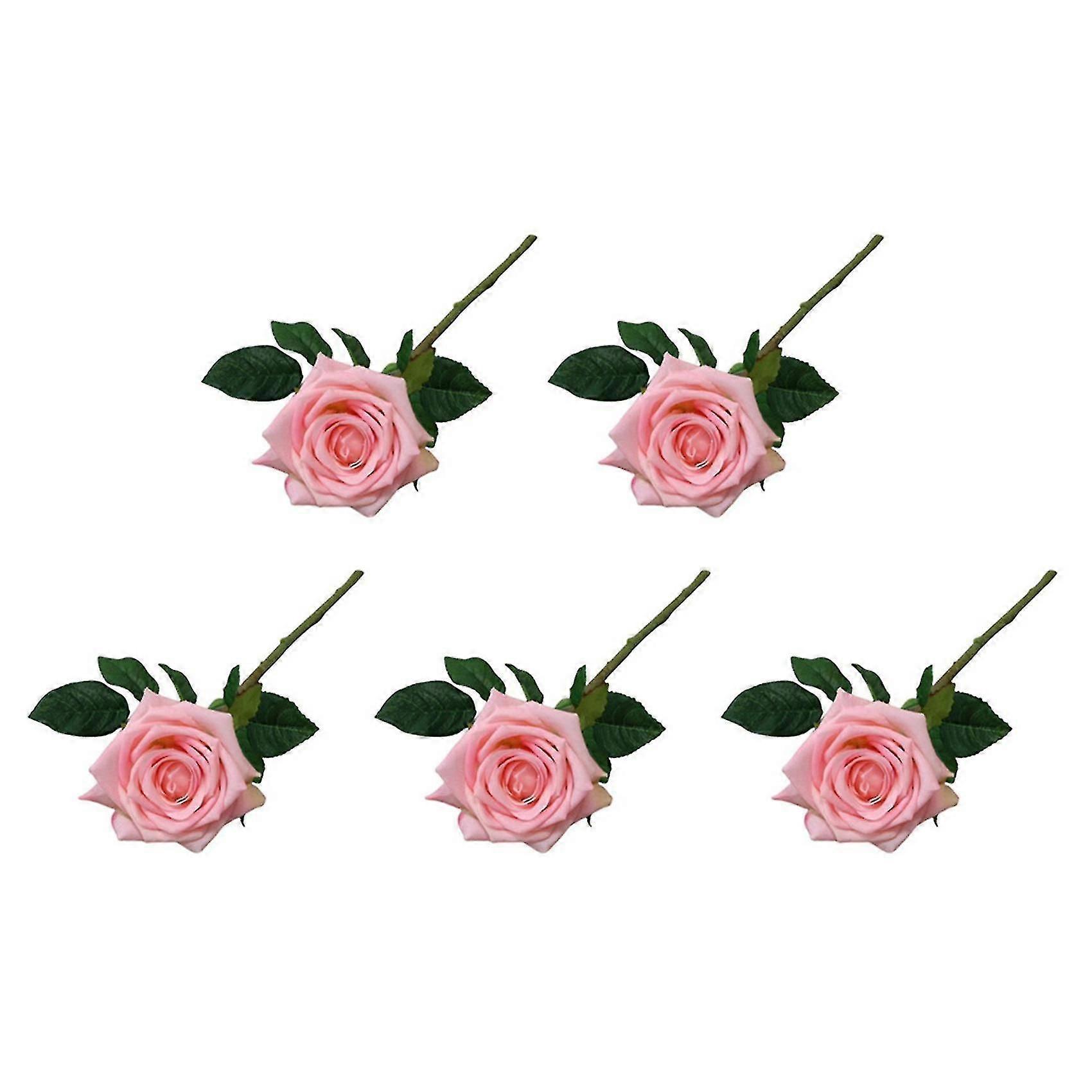 5pcs Artificial Rose Real Touch Flowers For Home Table Decoration E