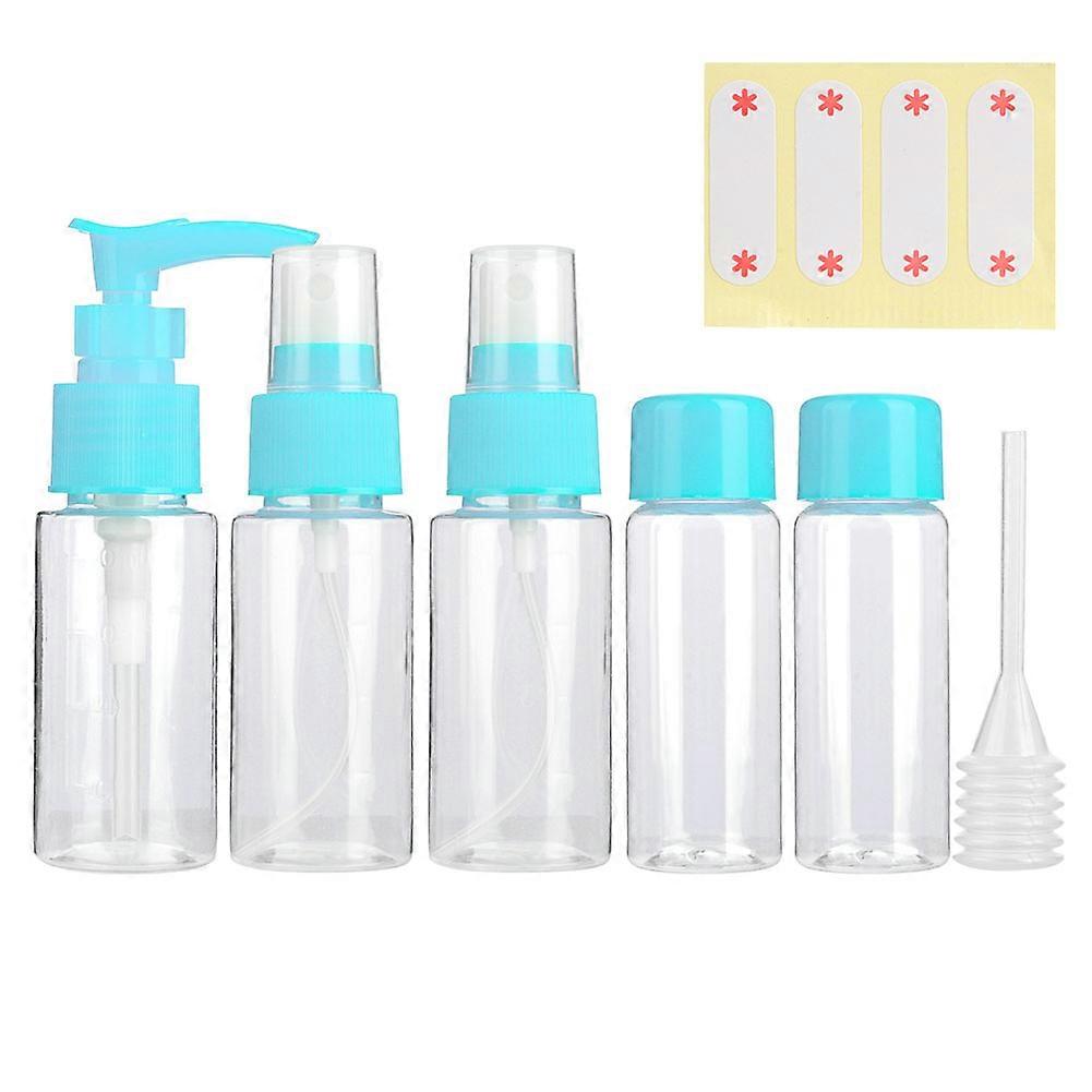 5pcs/Set Portable Reusable Empty Makeup Spray Bottle Lotion Cream Container Kit (Blue)