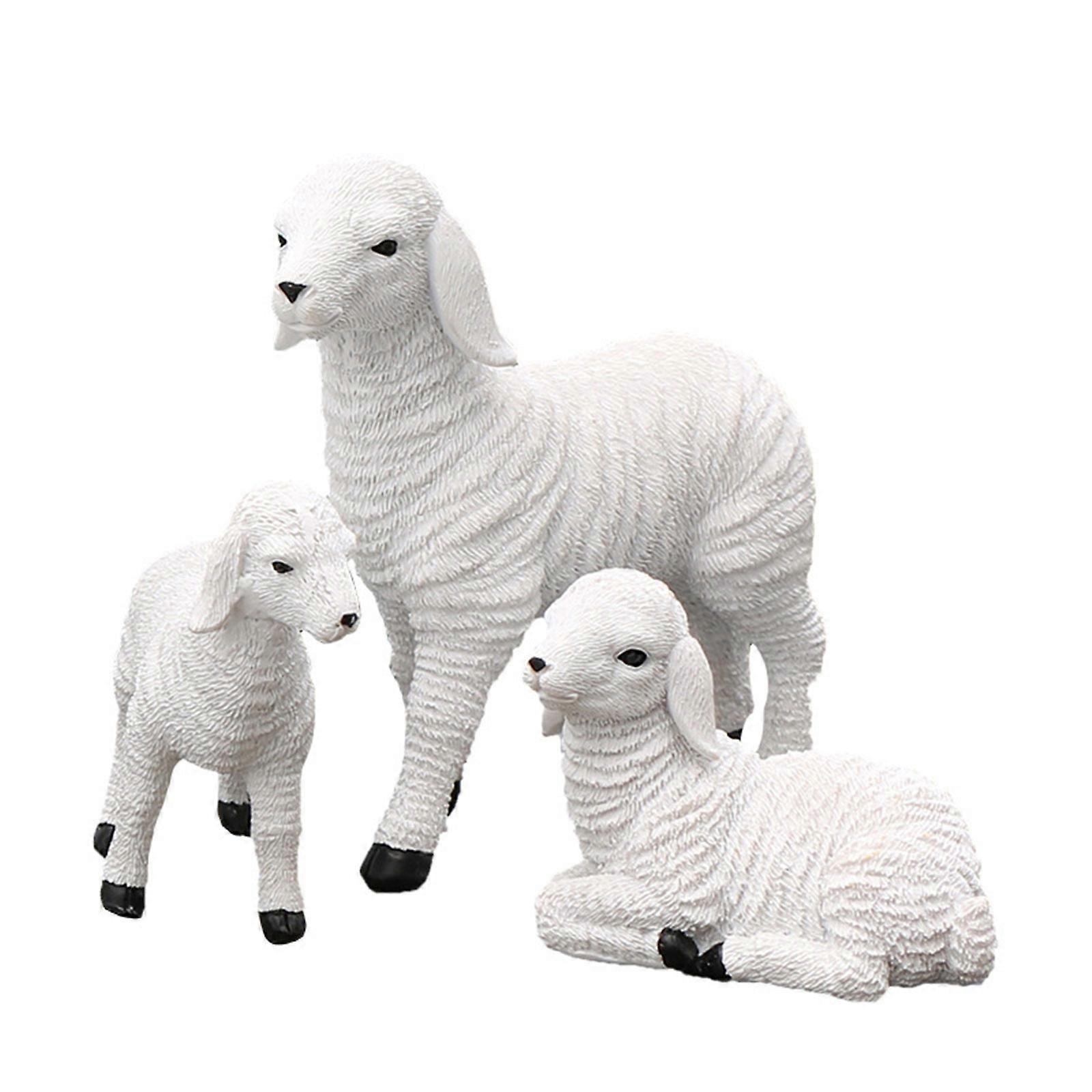 Artificial Miniature Lambs Statues Landscape Garden Scenery Figurine Resins Sheep Ornaments Miniature Sheep Ornaments
