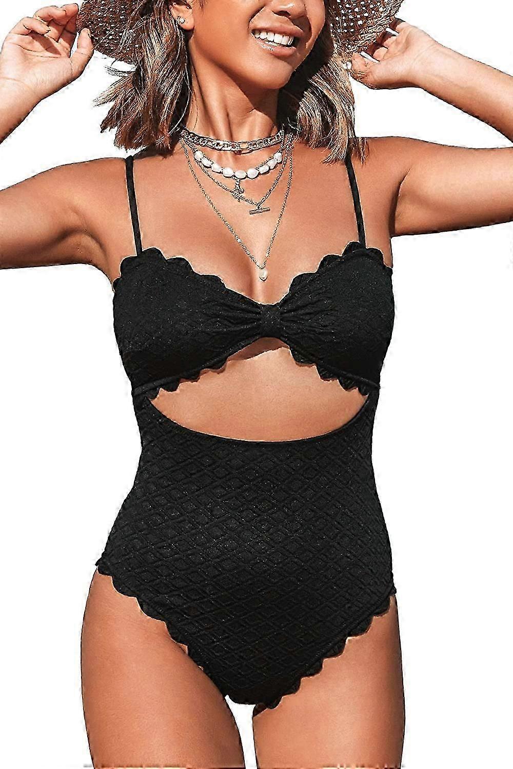 Maillot de bain une pièce sexy à découpes et bordures festonnées pour femme