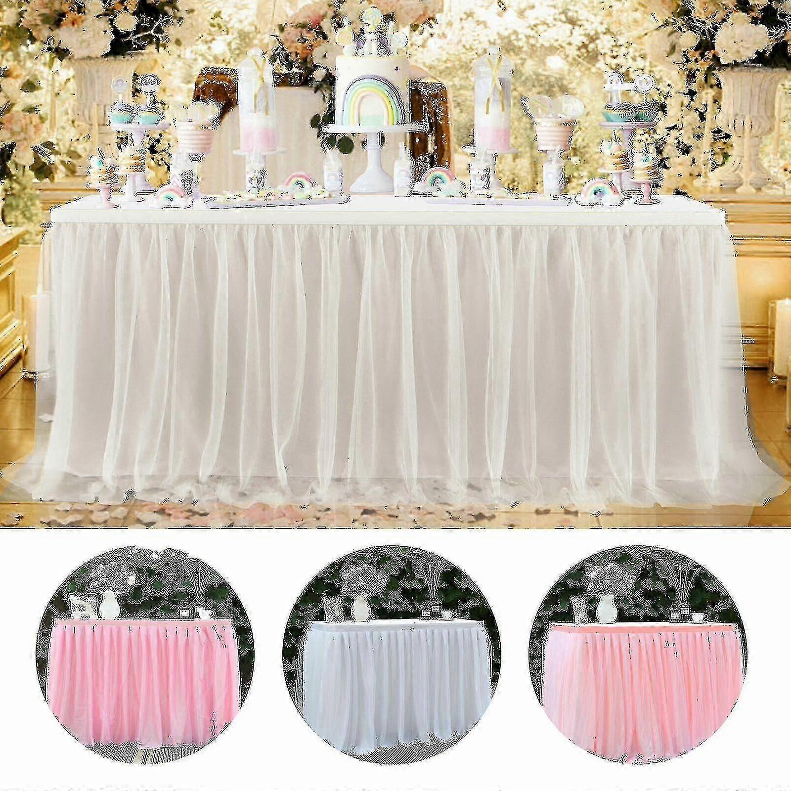 Falda de mesa de tul champán para banquete de boda