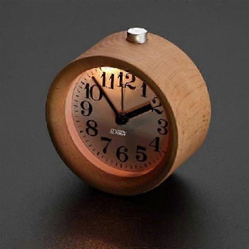 Alarm Clock - Silent - Beech Wood - Alarm - Night Light - Rectangular