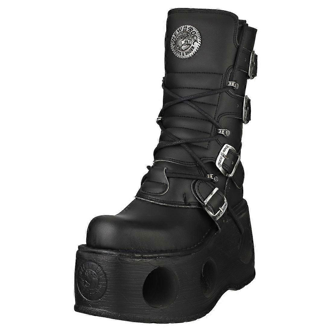 New Rock Boot Metallic M-373-vc2 Unisex Platform Boots in Black