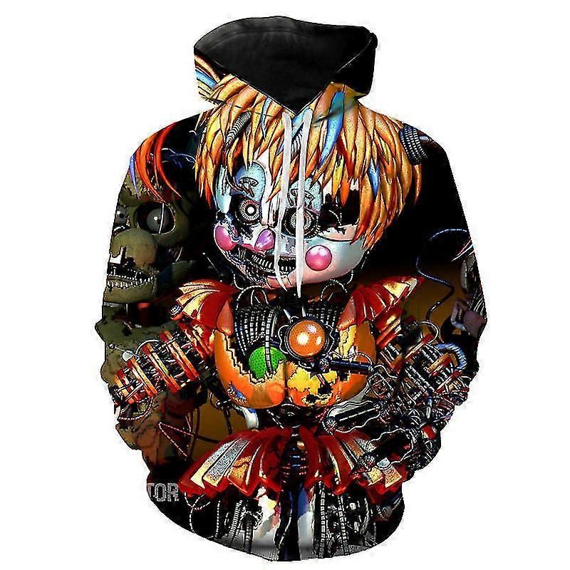Barn Gutter Jenter Fem netter på Freddy's hettegenser 3D-printet hettegenser Casual Pullover Jumper Tops