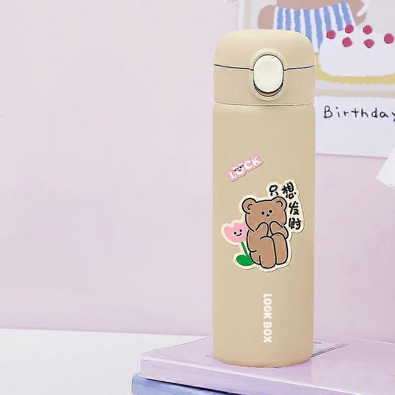 12oz/380Ml Insulated Stainless Steel Leakproof Thermos Water Bottle-Brown