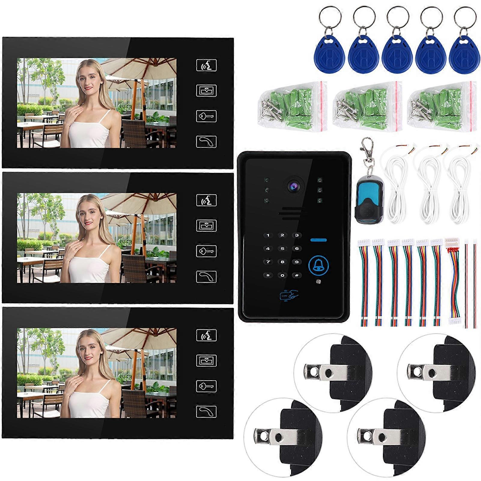 Wired Video Doorbell Intercom System with 4 Unlock Methods and Video Monitor
