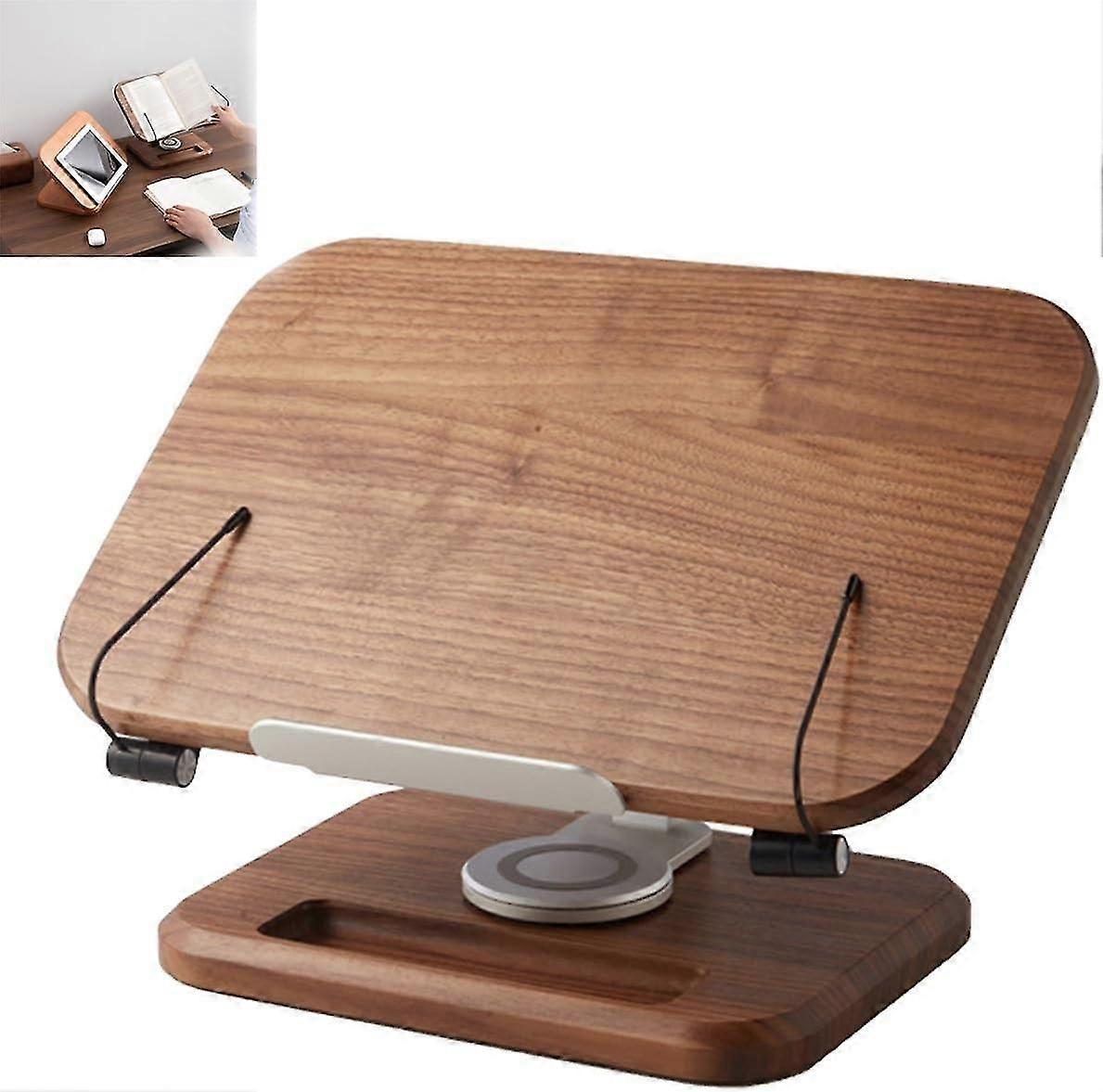 Rotating Lifting Black Walnut Aluminum Alloy Reading Bookshelf Notebook Stand, Book Holders for Reading Hands Free, Book Stand for Reading, Book Holde