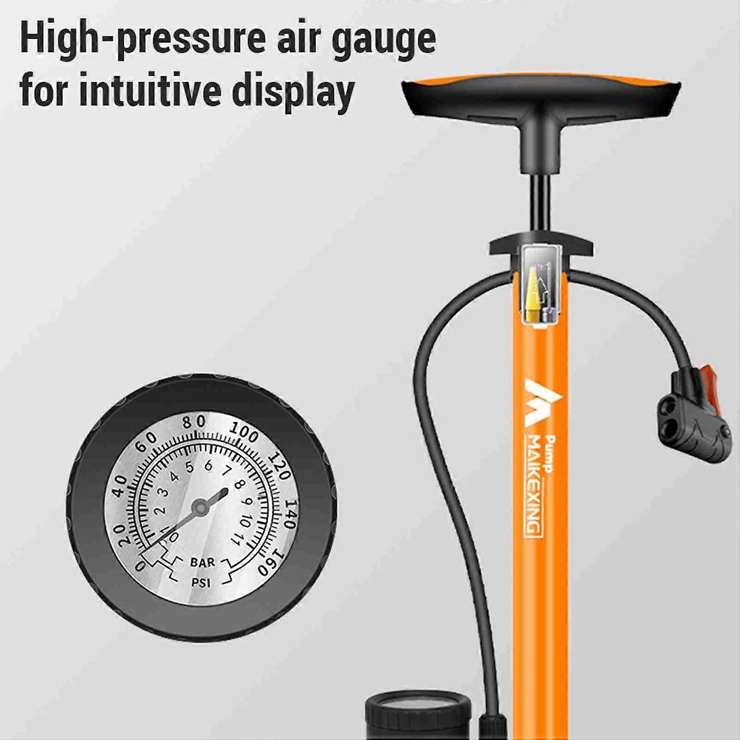 Bike Pump with Gauge Multi Functional Portable Inflator for Bicycles and Cars 160PSI with Three in O
