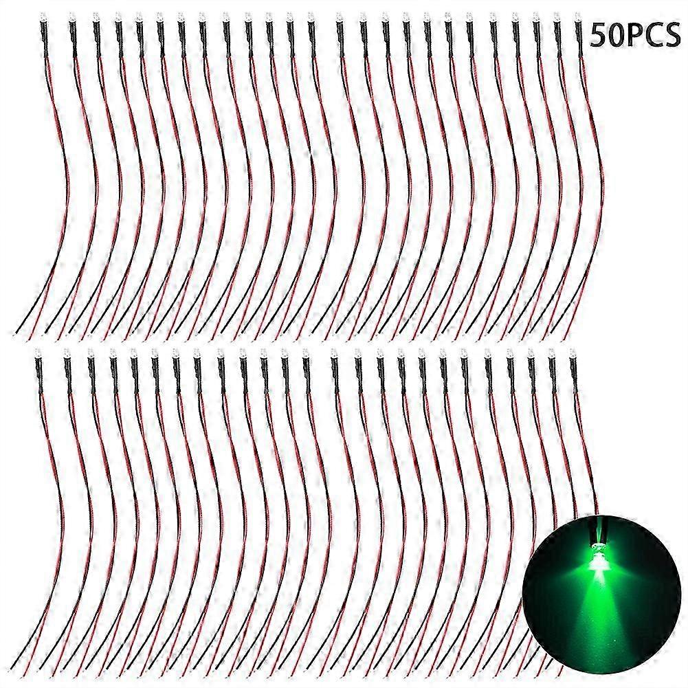 12V Prewired Light Emitting Diode Highlighting Round Head LED Bead 3mm Emerald Green Light