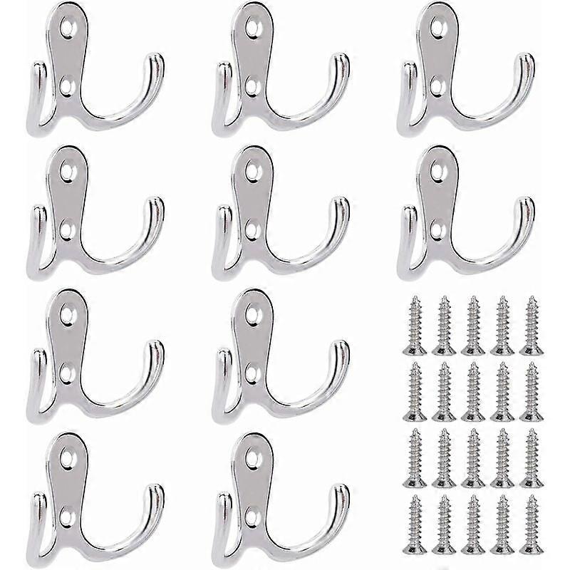 Classic Heavy Duty Coat Hooks, Wall Mounted Double Prong with Wide Applied Usage for Coat, Towel, Hat, Key, Bag in Your Home Spaces