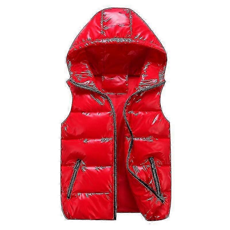 Shanghai Yangxin Unisex Shiny Padded Vest Hooded Stand Collar Waistcoat For Men And Women Red S