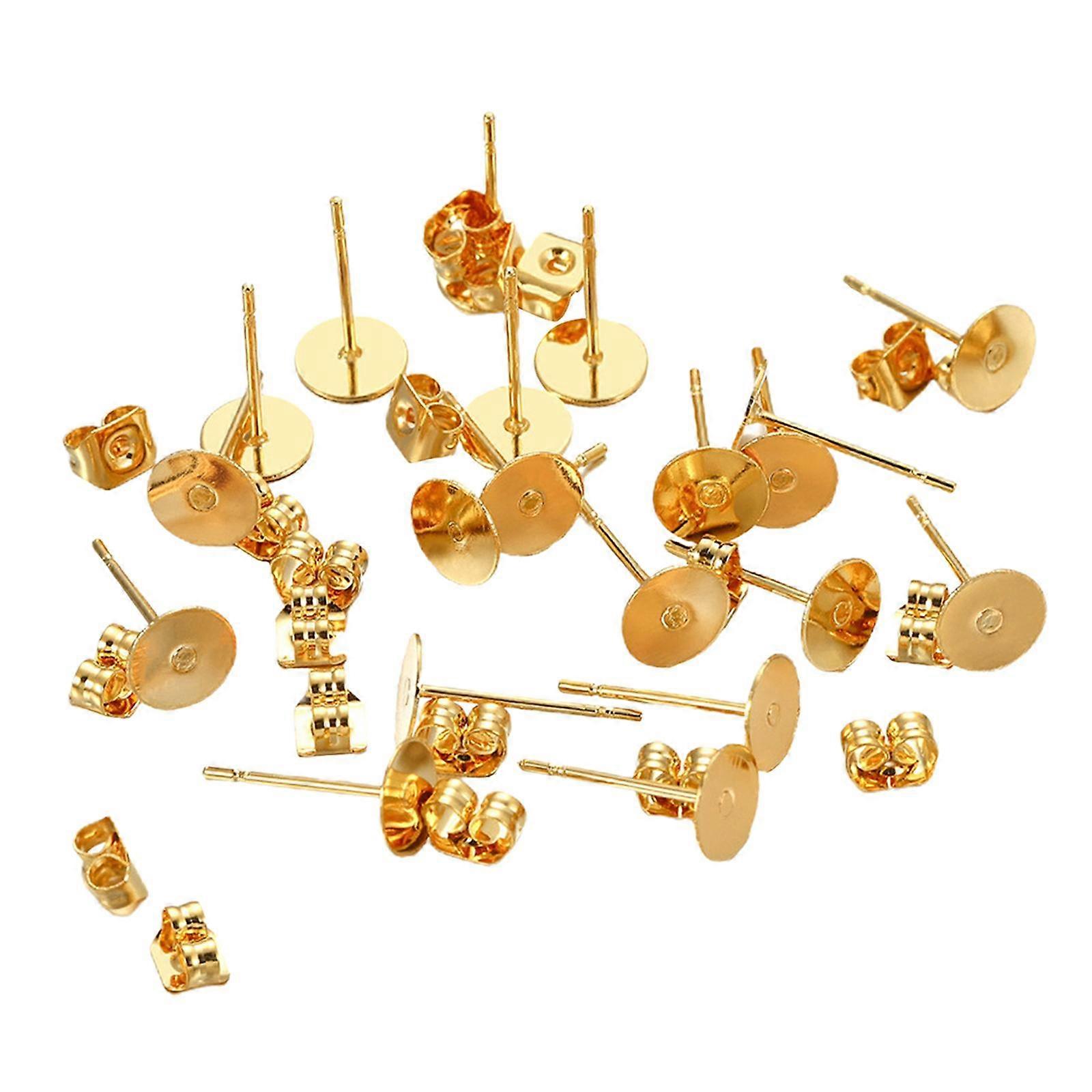 deevoka 20/set Hypoallergenic Earring Posts Flat Pad and Backs Earring Stoppers