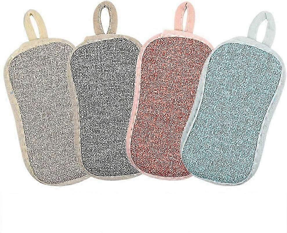 4 pcs Microfiber Sponge Scouring Pads, Reusable Dish Sponges, Antibacterial and Resistant