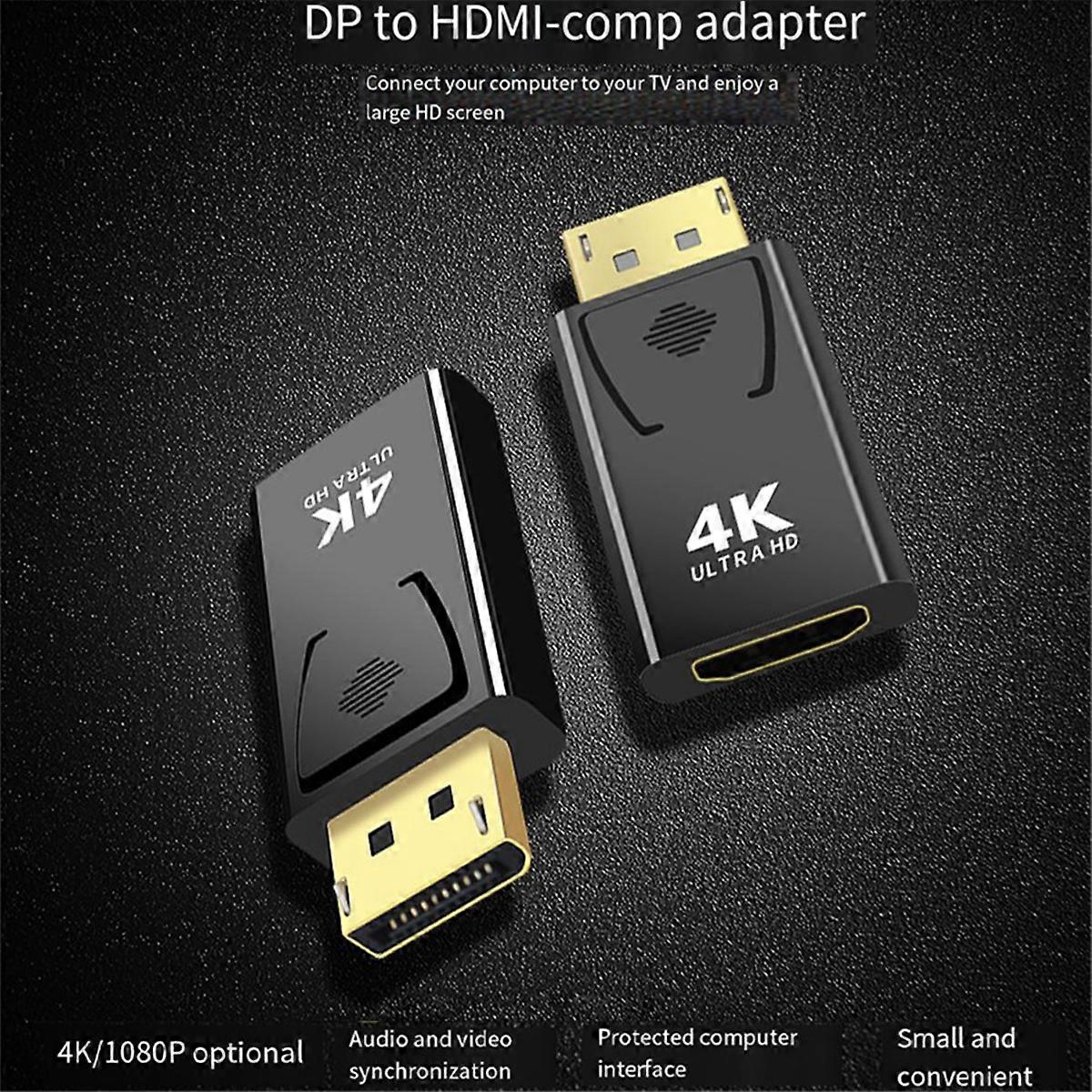 4K Dp to -Compatible Video Adapter Displayport Male to -Compatible Computer TV Monitor Converter for