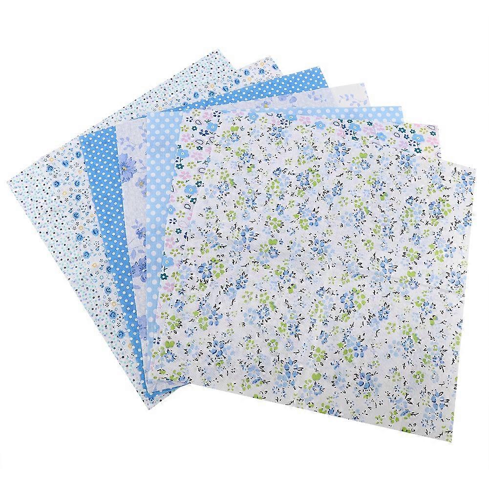 7pcs 25*25cm Cotton Fabric DIY Assorted Squares Pre Cut Bedding Suite Quarters Bundle Blue Dot