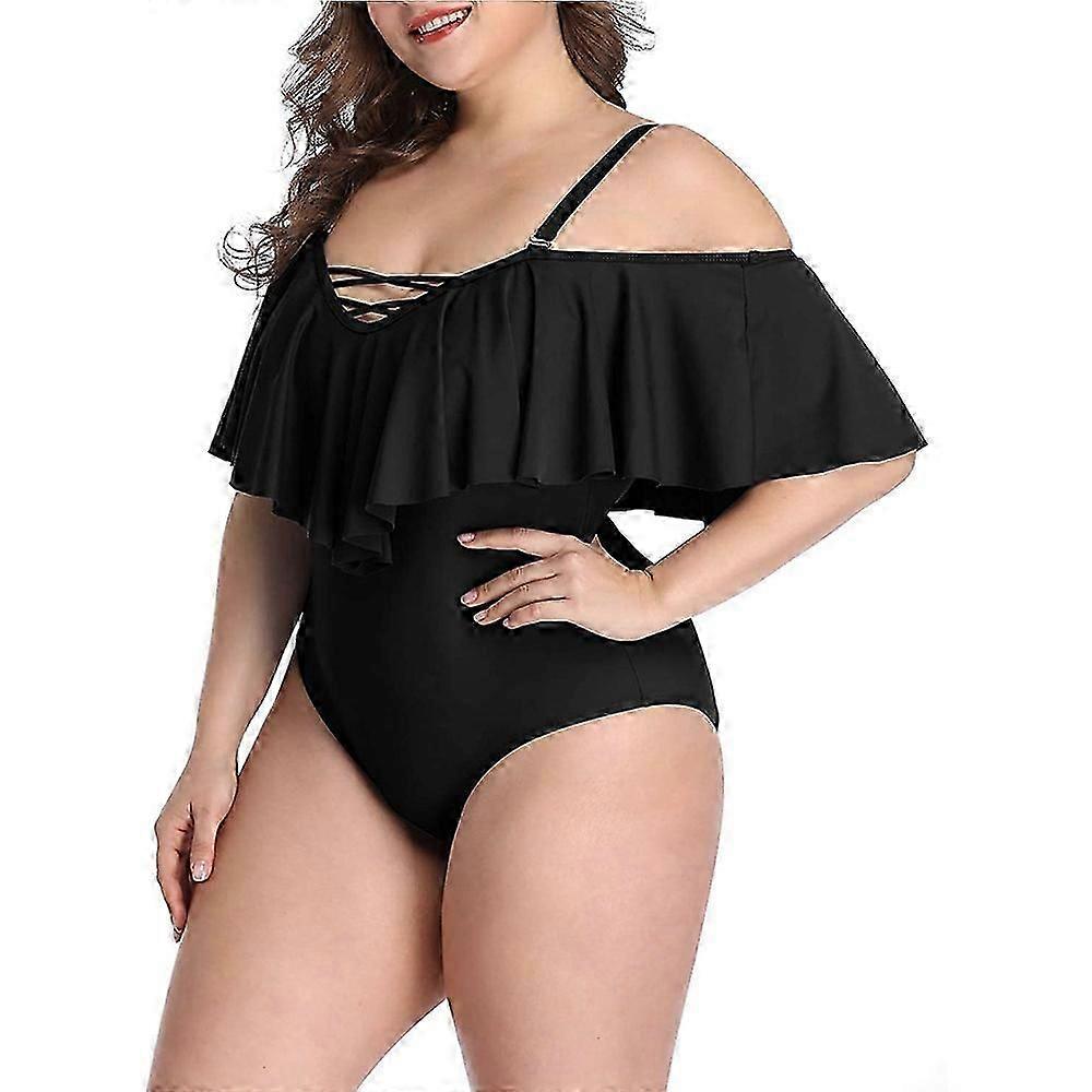 Plus Taille Off Shoulder Maillots de bain une pièce pour femmes Contrôle du ventre Maillots de bain Maillots de bain