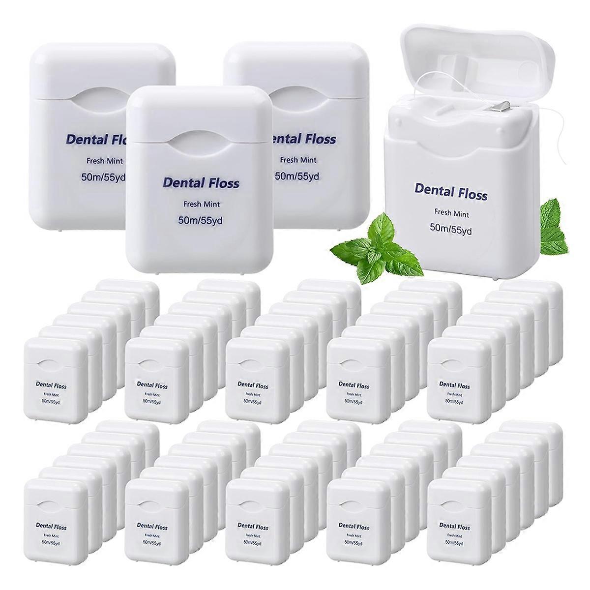 60 stuks tandzijde in bulk met muntsmaak, 50 ml per stuk, reiswit