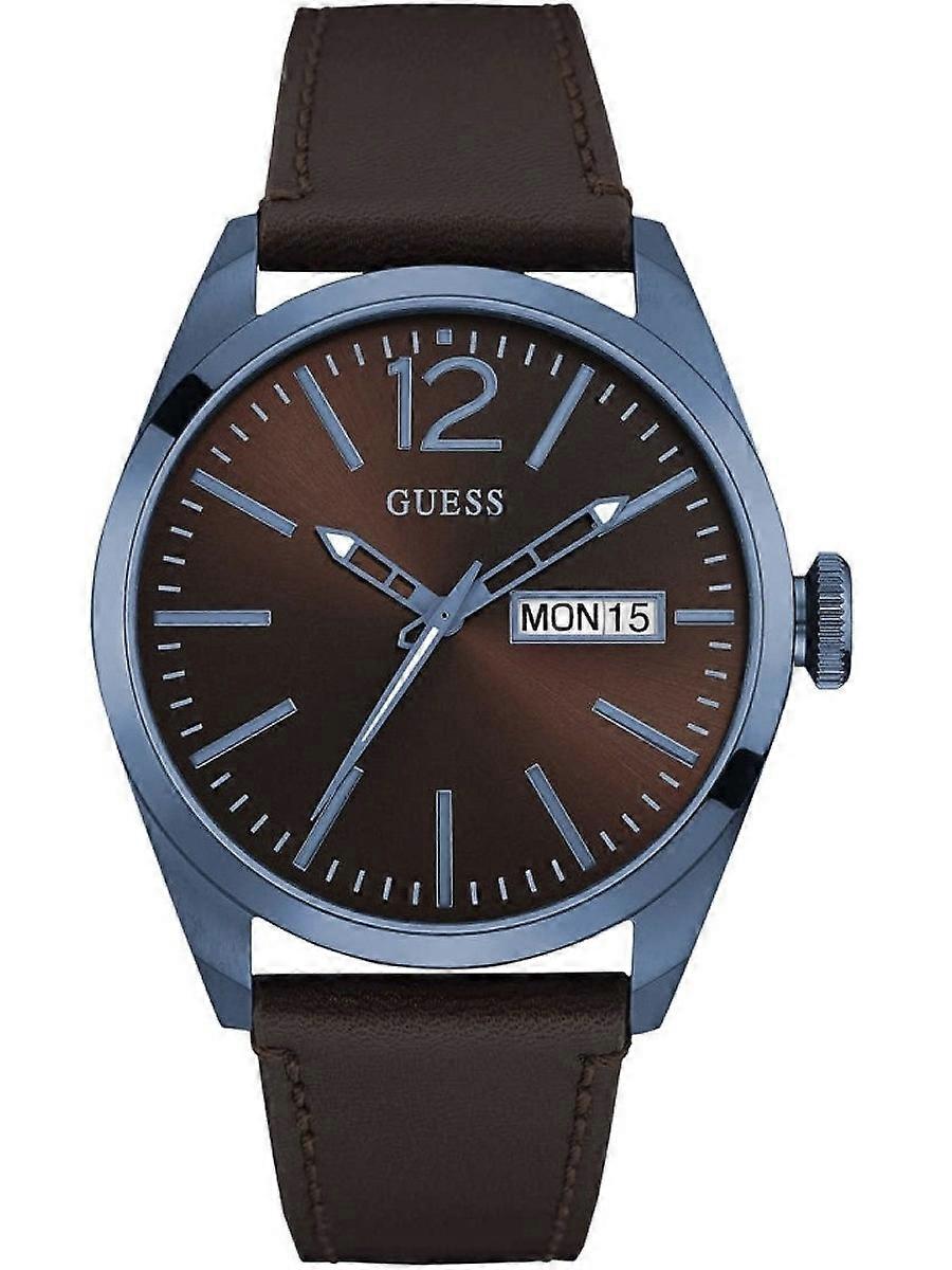 Guess Brun Äkta Läder W0658G8 Herrklocka