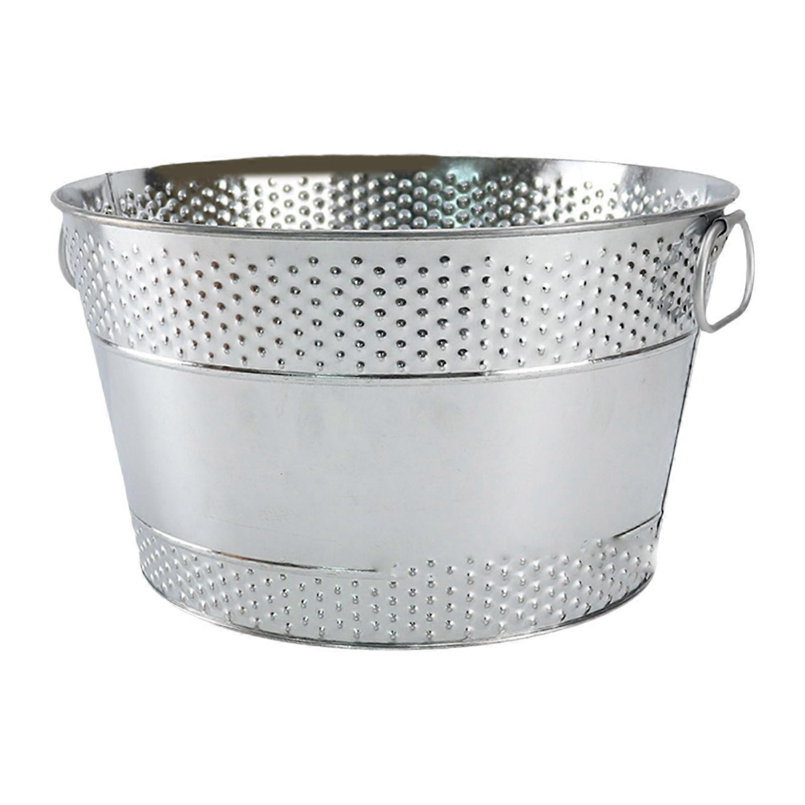 Ice Bucket Metal Drink Storage Large Portable Ice Holder with Handle Galvanized