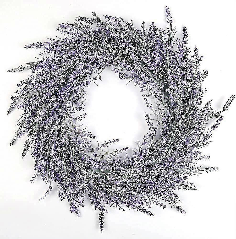 Lavender Artificial Wreath - Green Spring Door Decoration - 45 cm - Easy Care Home Decor