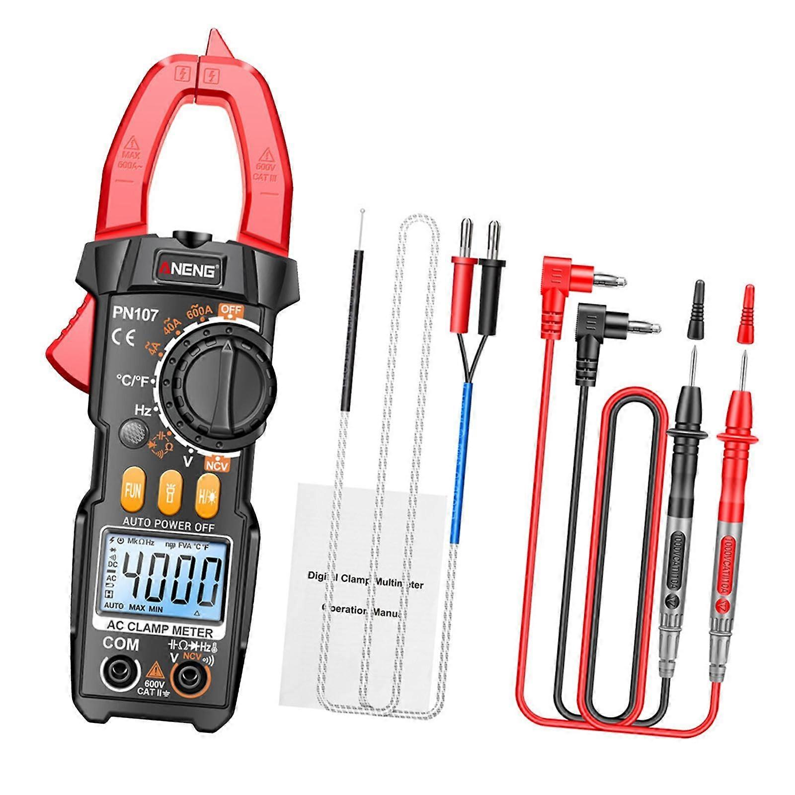 Electrical Multimeter Voltage Meter Sturdy Multi Tester Multiuse DC Ammeter Handheld for Automobile Fuses Home, Red