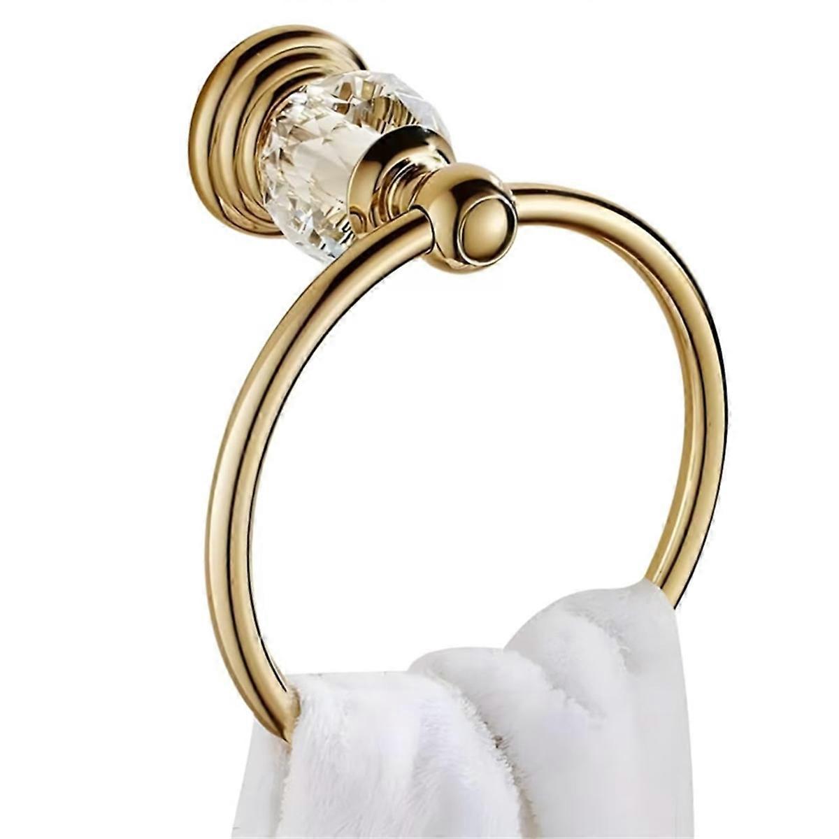 Crystal Gold Towel Ring, Gold Bathroom Towel Holder Ring,Hand Towel Ring for Bathroom Wall Mounted