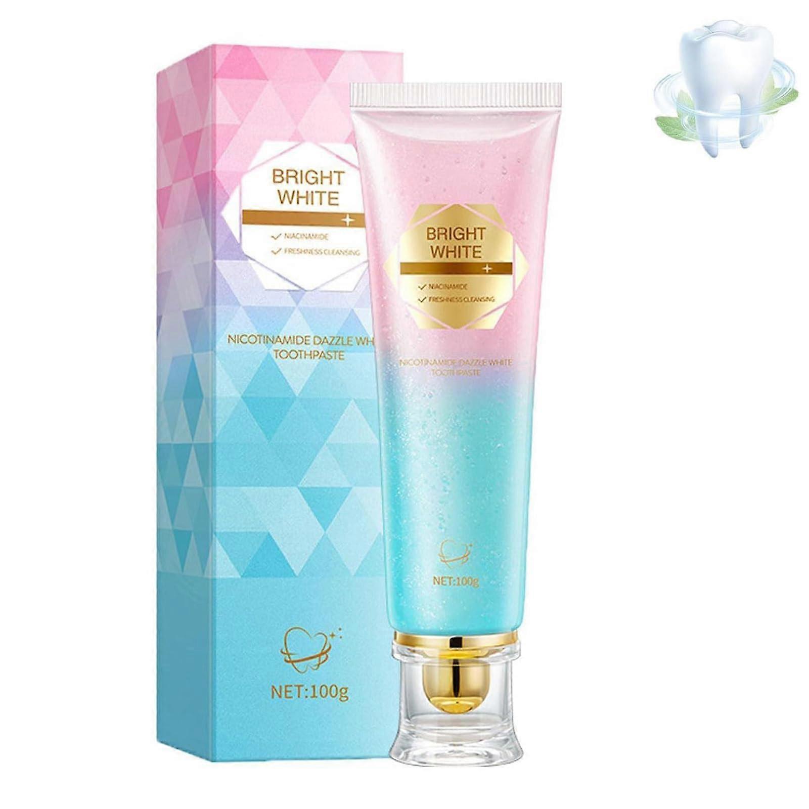 Bright White Toothpaste Niacinamide Whitening 1 Count For Healthier Whiter Teeth