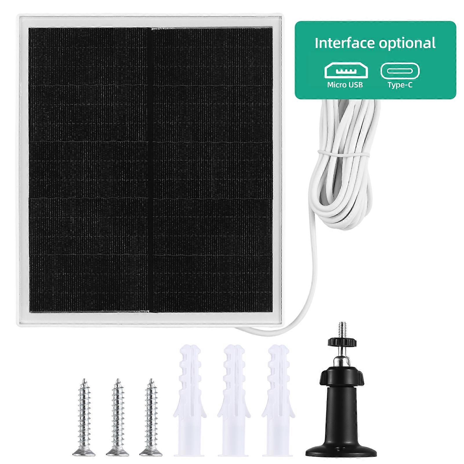 10W Solar Panel for Security Camera 5V Micro-USB Charger with IP65 Waterproof, 9.84ft Cable, 360 Degree Adjustable Mount Bracket