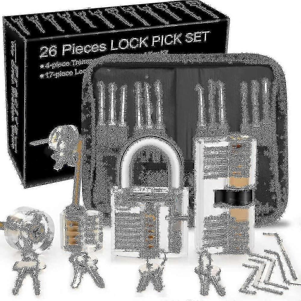 Lock Picking Kit, 25-piece Lock Picking Kit, Practice Tools With 3 Clear Locks -n3217