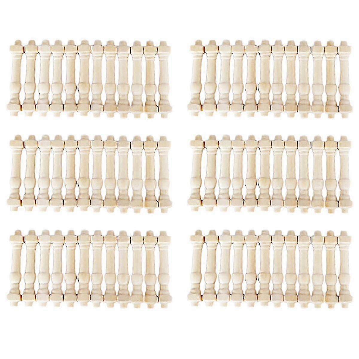 72個のドールハウス階段手すり用ミニ木製スピンドル手すり子1/12スケールDIYデコレーションアクセサリー