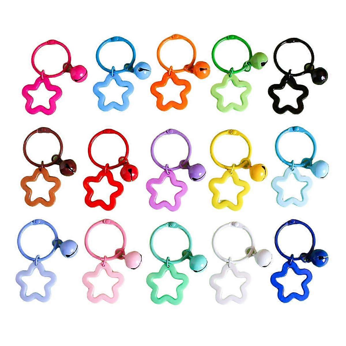 Star Keychains 100 Pieces Candy Color Acrylic Key Chains With Cute Stars And Bells For Women Car Keys DIY Craft