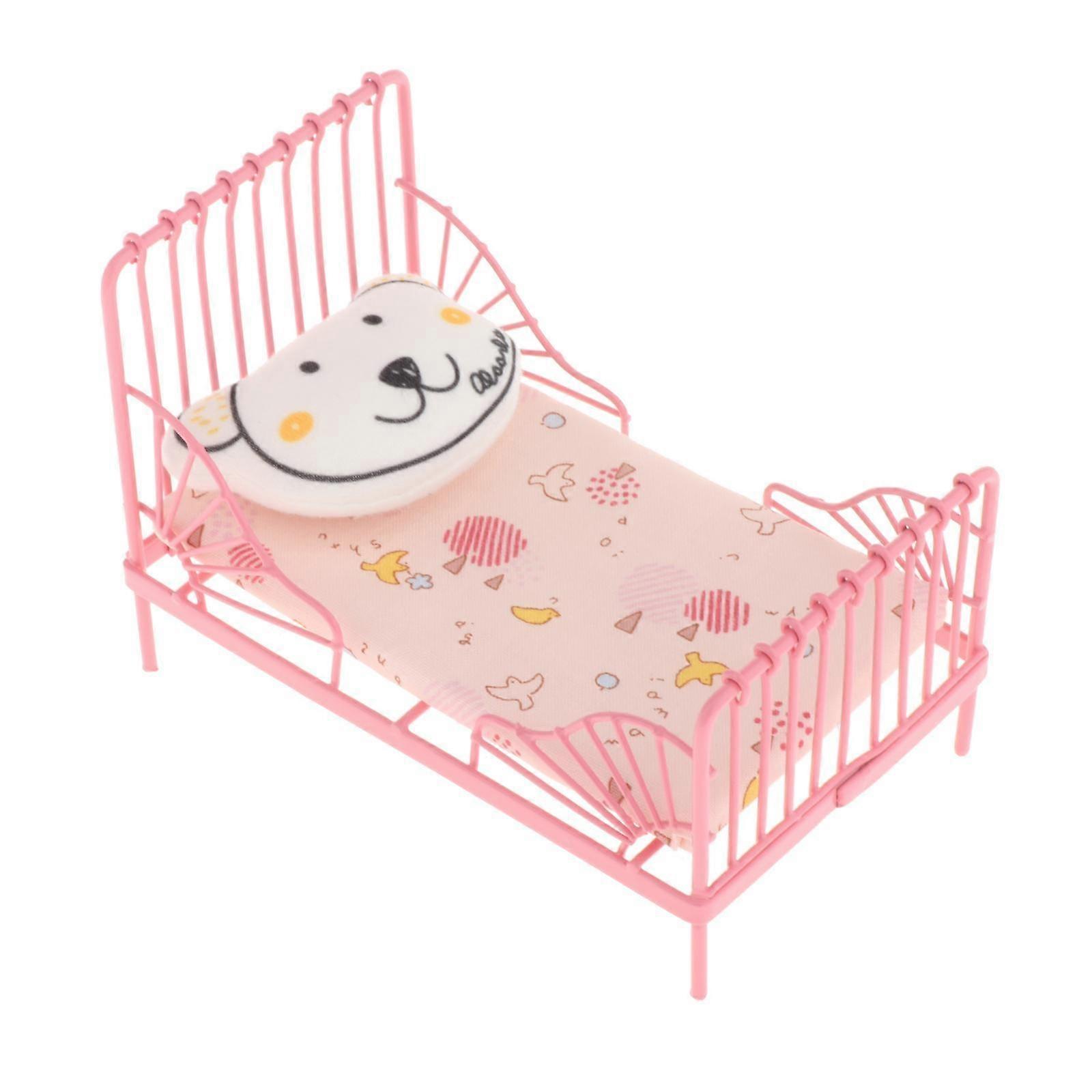 1/12 Scale Miniature Bed Bird Pattern Simulation DIY Scene Accessories 1/12 Mini