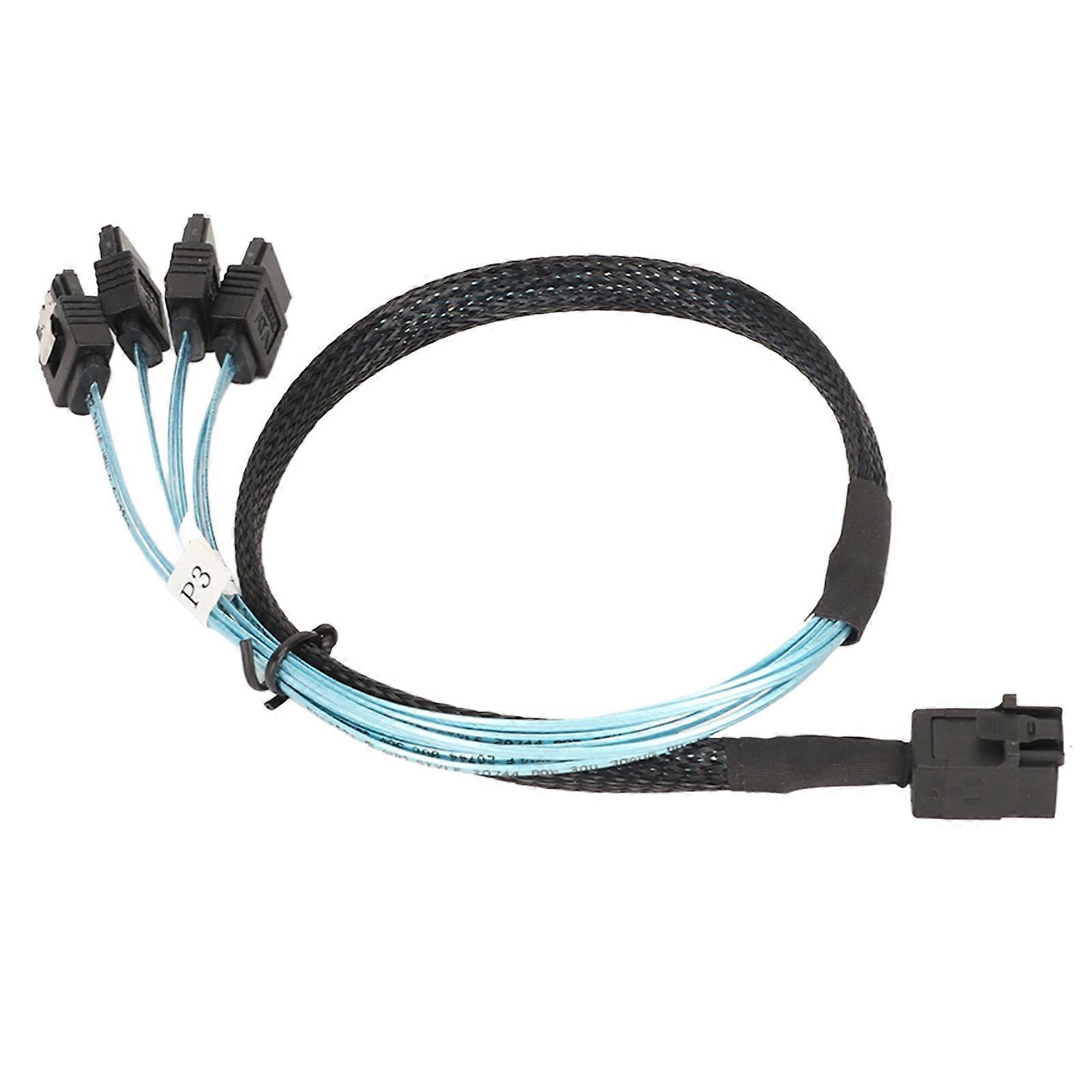 12GBPS Mini SAS HD SFF 8643 to 4 SATA 3.0 Cable PVC Dual Channel 7P Server Hard Disk Array Data Line 1m / 3.3ft 