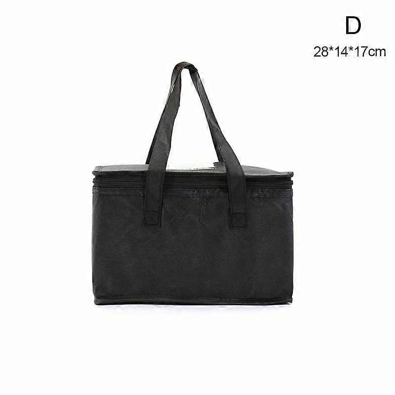 Black (B) 28*14*17cm$ Non-woven aluminum foil insulation bag Advertising takeaway fresh-keeping bag Portable zipper ice pack refrigerated picnic bag
