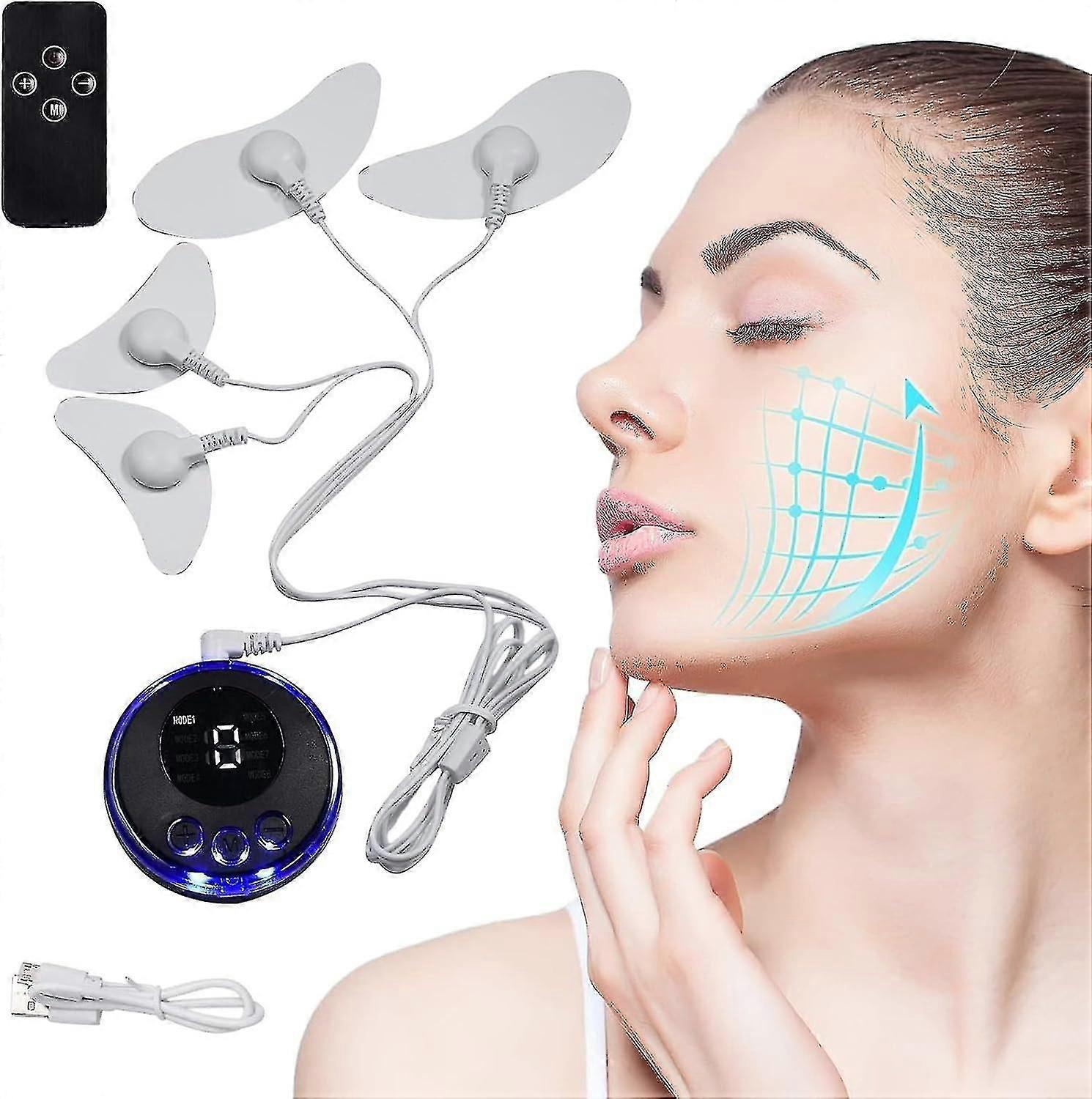 unbrand Electric Facial Massager EMS Facial Massager Face Massage Device with Patch Pads EMS Stimula