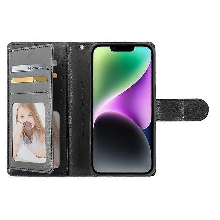 HANMAN Mill Series Compatible For iPhone 14 PU Leather Flip Folio Case Wallet Magnetic Closure Stand Shockproof Phone Cover