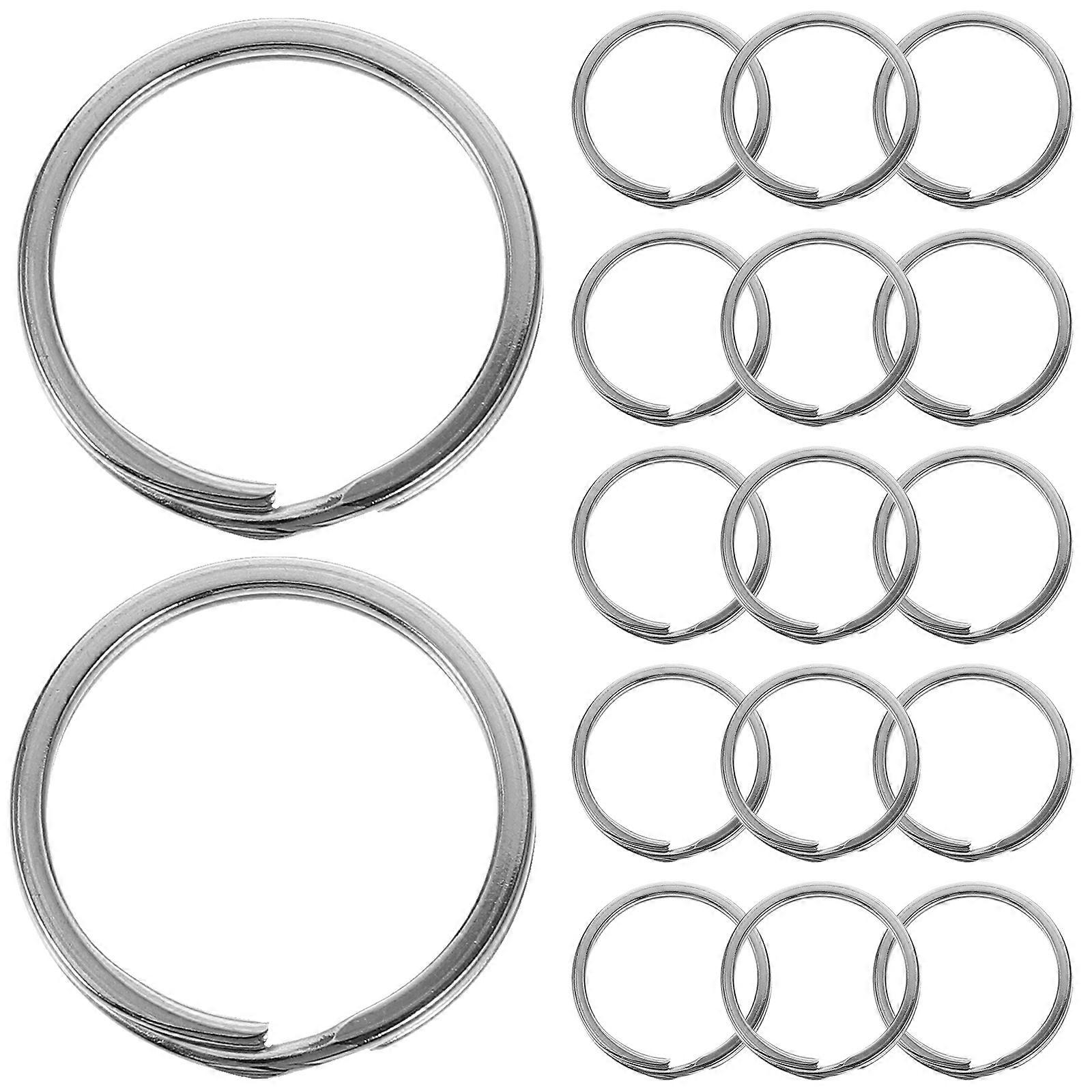 50pcs Stainless Steel Flat Key Rings for DIY Crafts, Durable Metal Round Keychains for Key Organization and Accessories