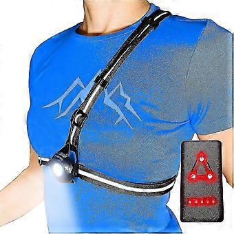 USB Rechargeable Chest Running Light with Adjustable Beam/Reflector for Running Jogging Cycling, Bike Safety LED Light
